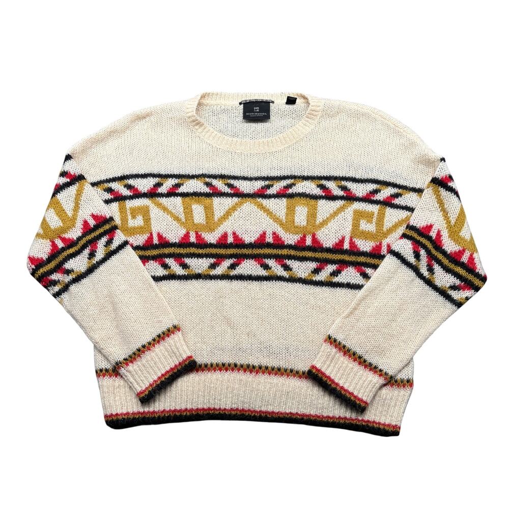 Scotch & Soda Apres Ski Sweater Women's 3/Large Alpaca Blend Fair Isle